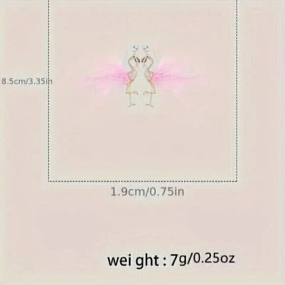 Unique Creative Flamingo Feather Design Dangle Earrings Alloy With Rhinestone - Picture 4 of 4